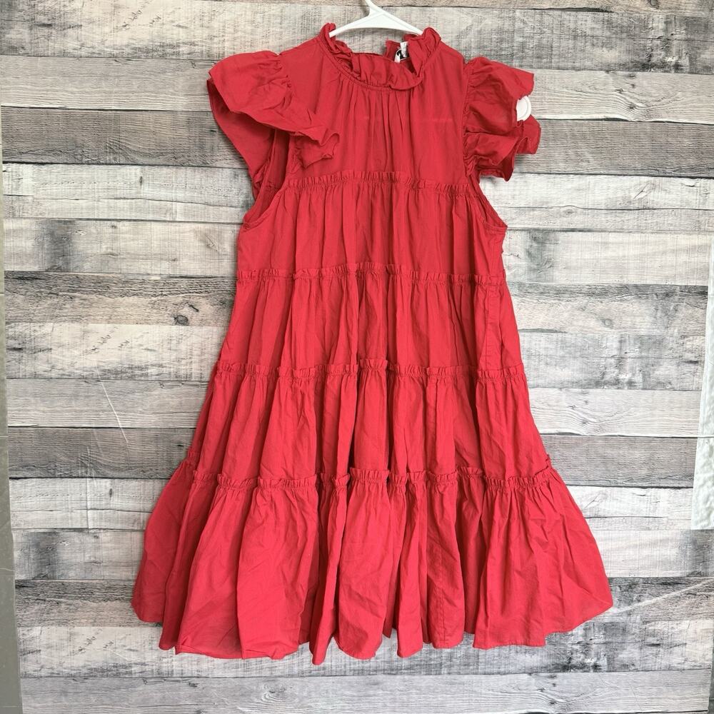 Rhode Resort Tiffany Red Ruffled Tiered Mini Dress Women Casual Boho Short Sz S